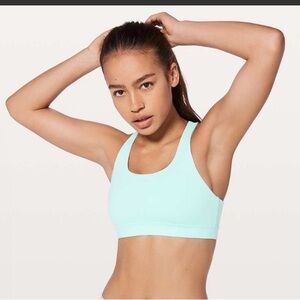 Lululemon Time To Sweat Bra Aquamarine Mint Blue Racerback Sports Bra Size 8